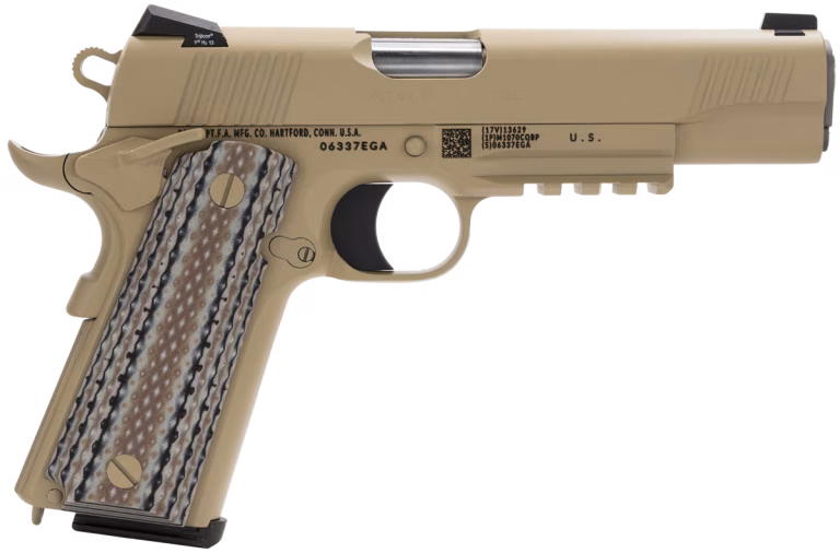 Colt M45A1 CQBP Marine .45 ACP Desert Tan Pistol Side View